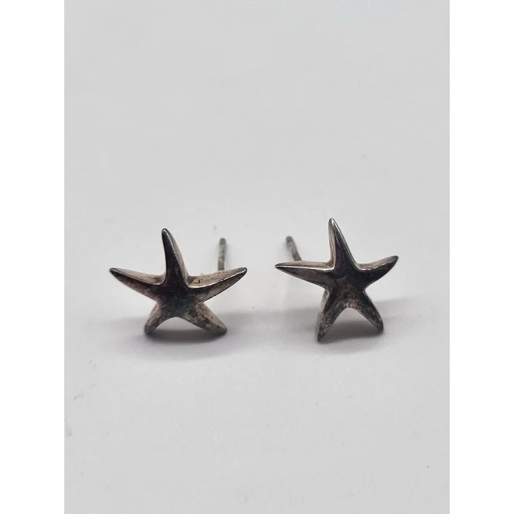 Starfish 925 Sterling Silver Stud Earrings beach sand ocean vacation coastal - Picture 8 of 9